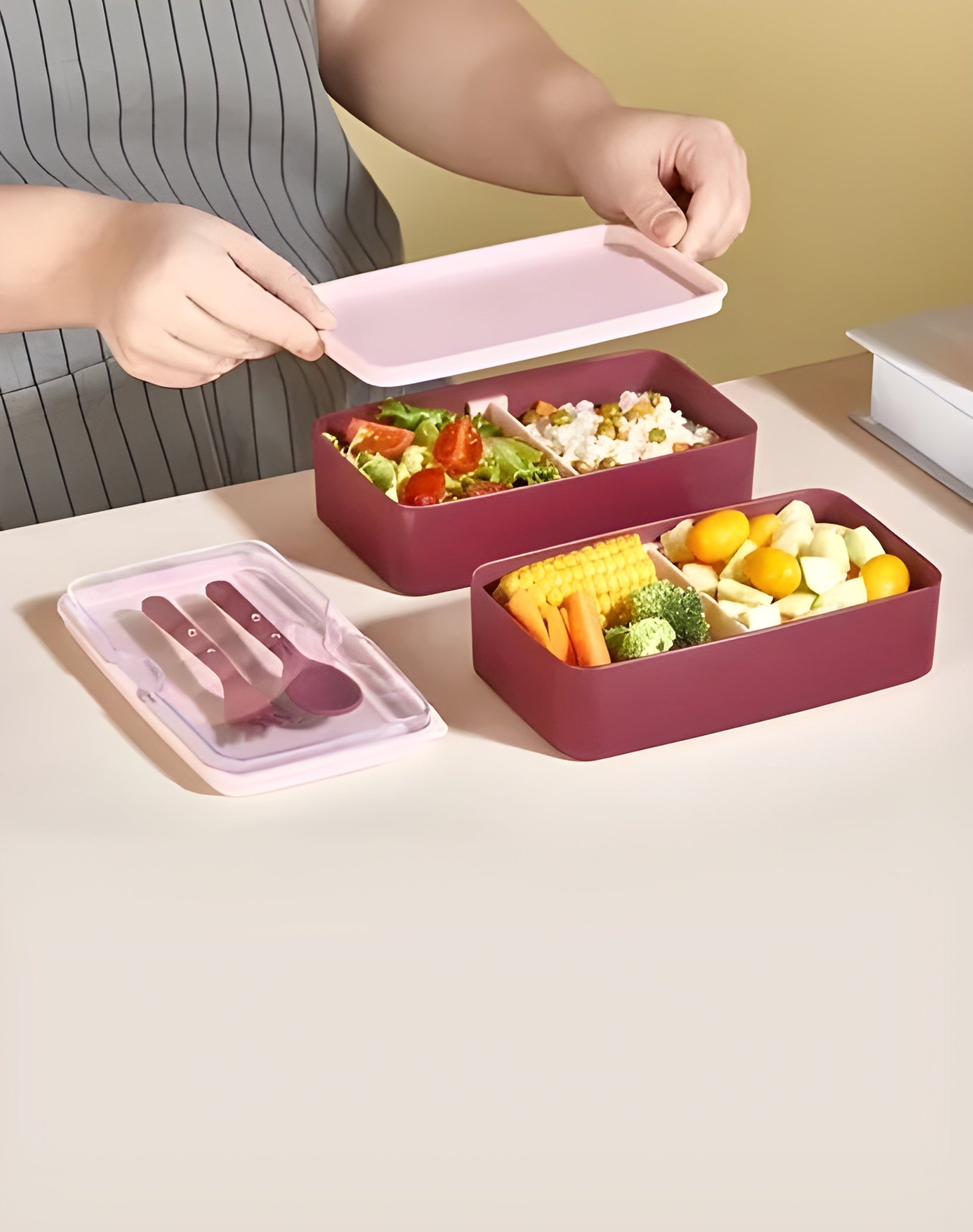 Ortadan Bölmeli 2 Katlı Saklama Kabı | Lunch Box