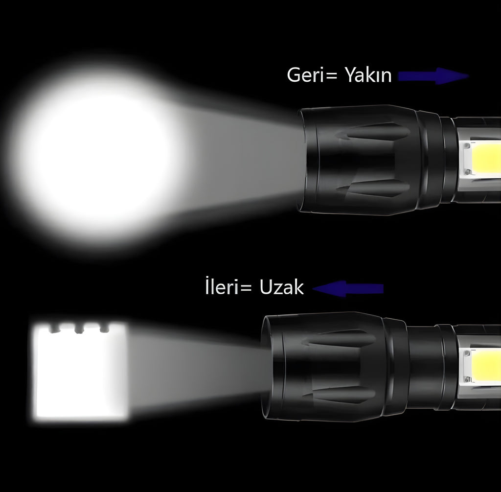 ATAK™ Şarjlı LED El Feneri | 3 Fonksiyonlu